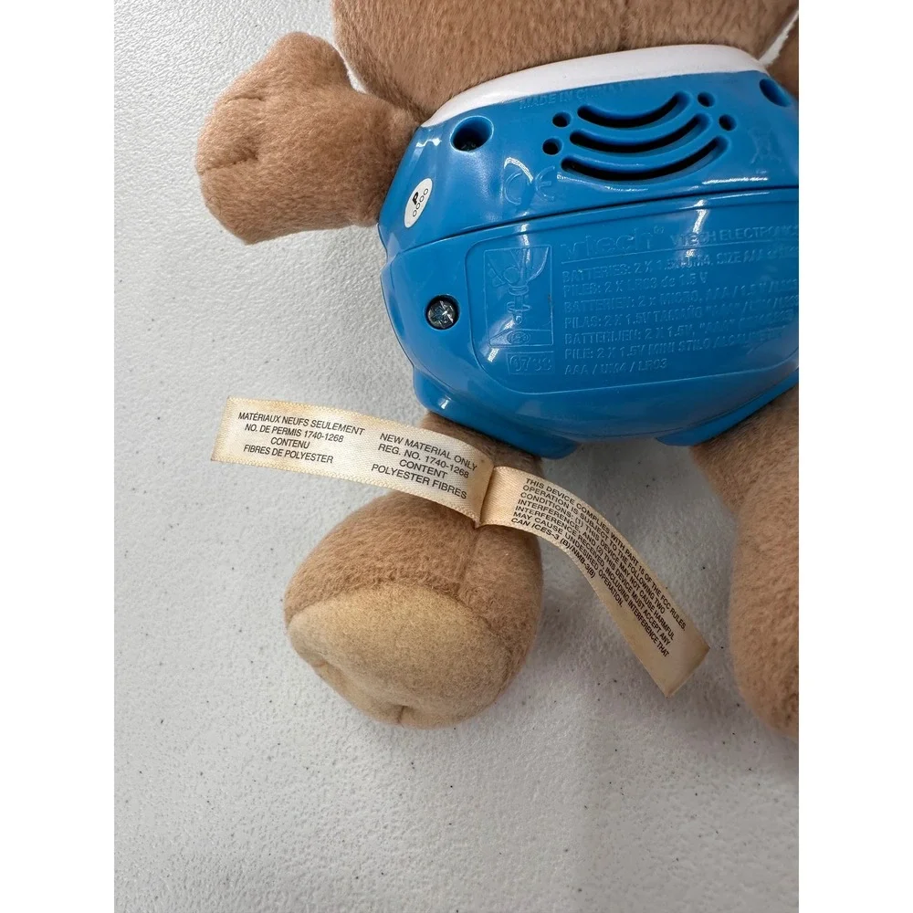 VTech Happy Lights Bear Plush Musical Stuffed Animal Toy Brown Blue 7 in Nursery